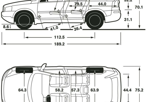 Volvo XC90 (2009) (Вольво XC90 (2009)) - чертежи (рисунки) автомобиля